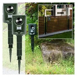 Casativo, Tiervertreiber, 2er-Set Universal Ultraschall Tiervertreiber, PIR-Bewegungsmelder, bis 60 m2