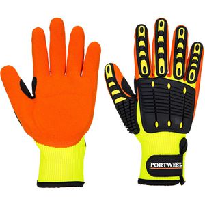 Portwest Arbeitshandschuhe Stoßschutz, A721Y1RL, Nitril-Beschichtung, gelb-orange, Größe 9 / L
