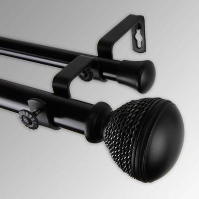Rod Desyne "Barree Double Decorative Curtain Rod Set, 66"" to 120"", Black"