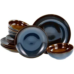 Tafelservice Mallorca Blau/Braun, 12-teilig