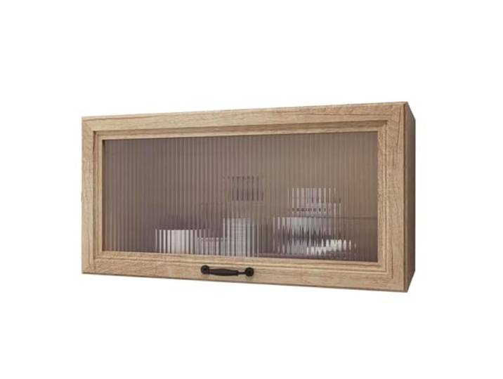 Wandmontierter Organizer-Wandschrank Mit Nach Oben Gerichteter Glastür Wasserdichter Hängender Aufbewahrungsschrank Aus Aluminium Für Badezimmer, Küche Und Wohnzimmer(WoodA,60*30*24cm)