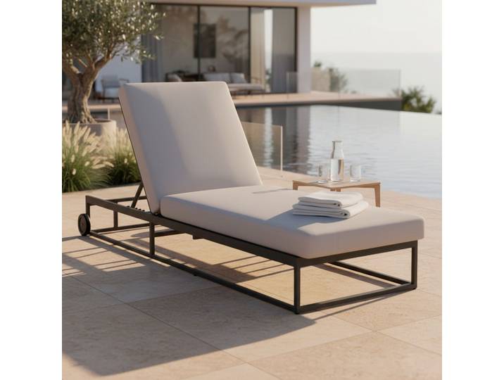 Gartenliege Berry Hellgrau Outdoorstoff/Metall
