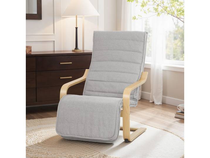HOMCOM Fauteuil Salon Réglable avec Repose-pieds Lin Gris