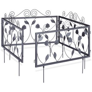 Relaxdays Rasenkante 10028980B, schwarz, UV-beständig, aus Eisen, 56,5 x 34,5 cm, 4 Stück, Gesamtlänge 2,25 m