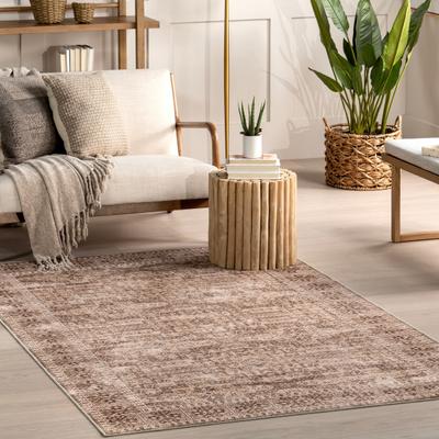 Nuloom Jett Floral Border SplashGuard Machine Washable Area Rug