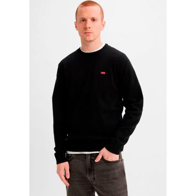 Wollpullover LEVI'S "ORIGINAL HM SWEATER", Herren, Gr. S, schwarz (meteorite), Strick, Obermaterial: 80% Wolle, 20% Polyamid, regular fit normal, Rundhals, Pullover, klassische Rundhalsform