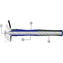 Schlosserhammer 300g Stiel-L.300mm 3K-Stiel m.Stahlschutzhülse TECWERK