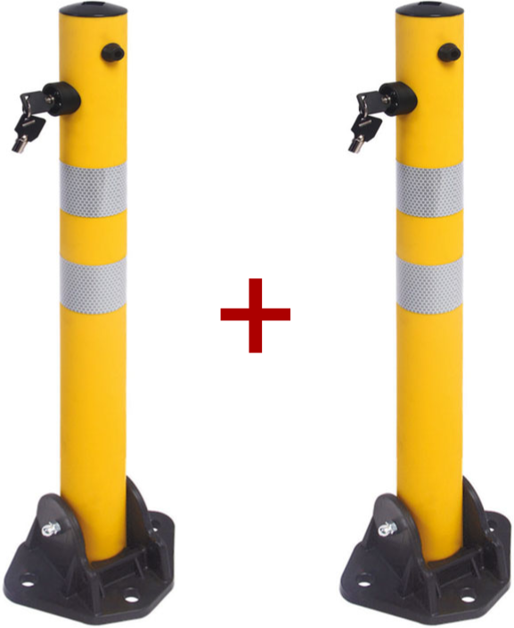 B2B Partner Park- und Absperrpfosten 1+1 GRATIS, klappbar, Kunststoff, Höhe 700 mm, gelb, 1+1 GRATIS