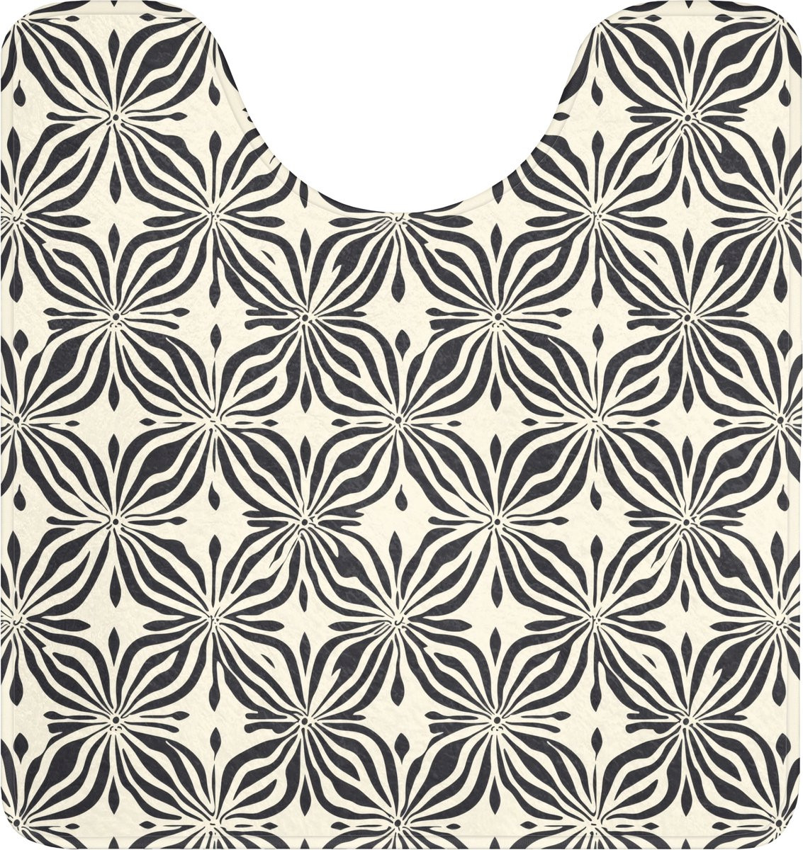 OnlyWow WC mat met uitsparing - Zwart - Grafisch patroon - 55 x 60 cm