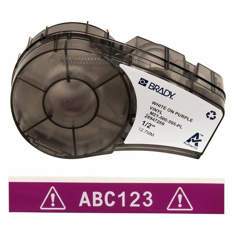 Brady White on Purple Vinyl tape (12.70 mm) (M21-500-595-PL)
