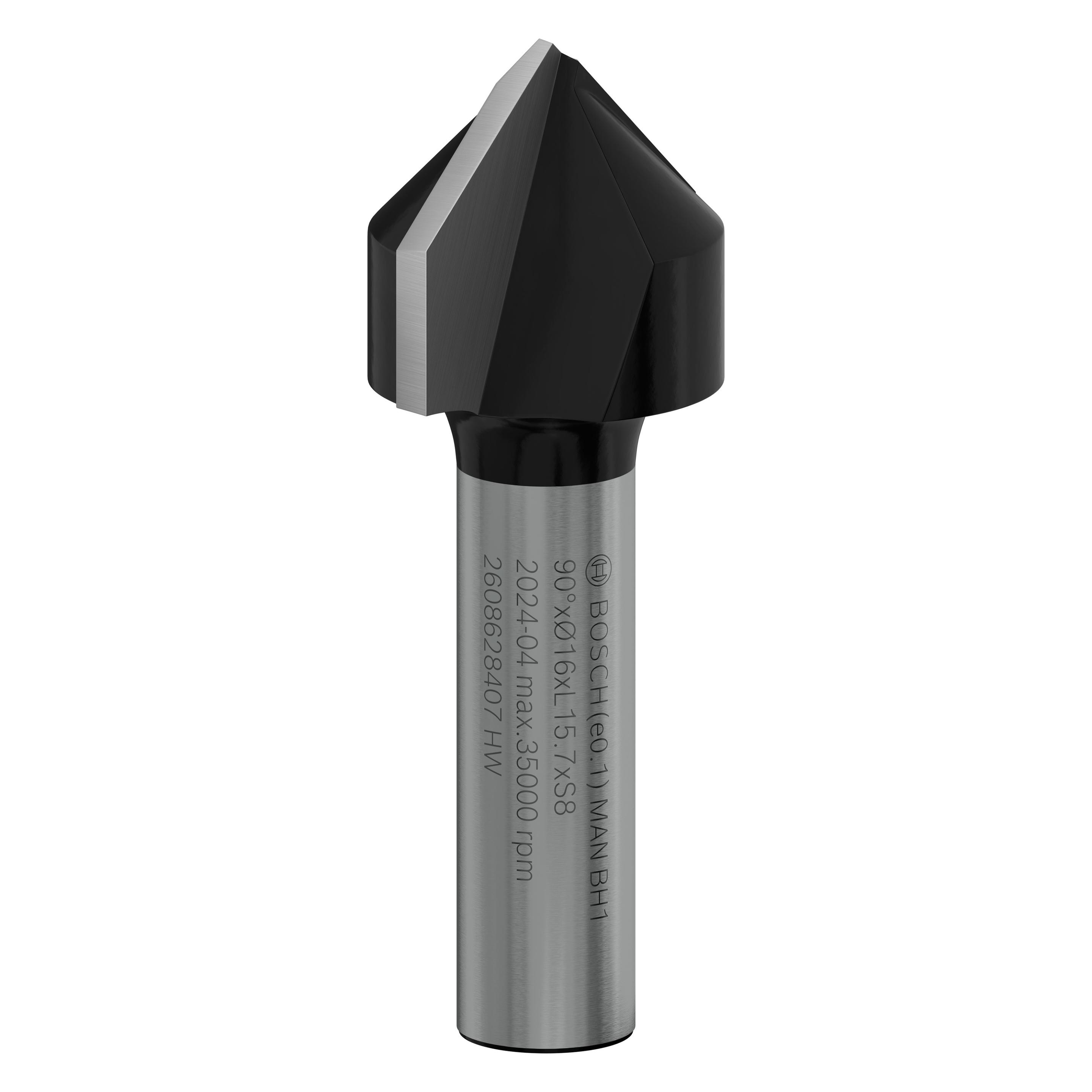 Bosch Professional Zubehör V-Nutfräser, 8 mm, D1 16 mm, L 16 mm, G 45 mm, 90° (2608628407)