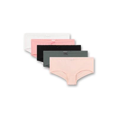 Slip SANETTA "Slip Cutbrief 5er Pack 5er Pack", Mädchen, Gr. 176, bunt (schwarz, grün, rosa), Obermaterial: 95% Baumwolle CO. 5% Elasthan EL., Unterhosen Slip