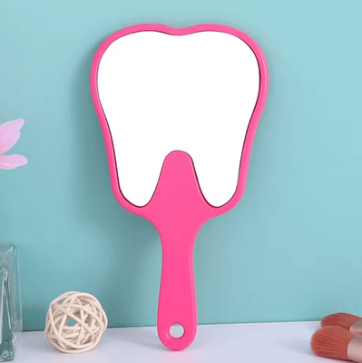 Inspire Curations Tooth Shaped Handheld Mirror For Makeup And Dental Care rose