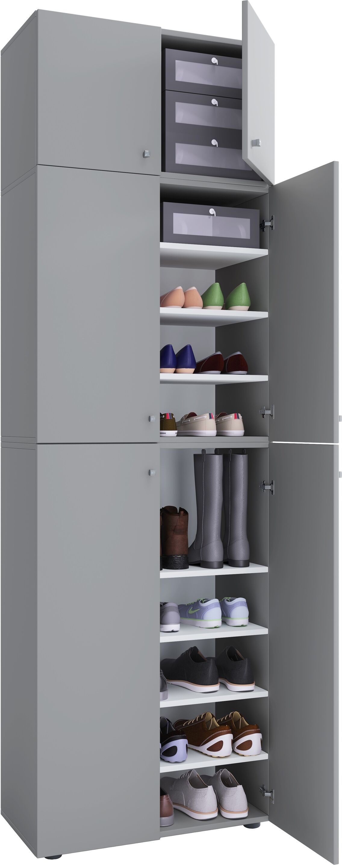 Schuhschrank VCM "XXL Schuhschrank Kleiderschrank Schrank Lona 9f A", grau, B:70cm T:39cm, Obermaterial: 100% Holz Wood., Schränke, Schuhschrank