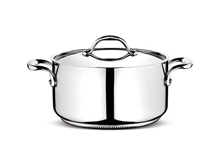 Lagostina Accademia Lagofusion Stielkasserolle mit 2 Griffen und Deckel, Edelstahl, silberfarben, 16 cm