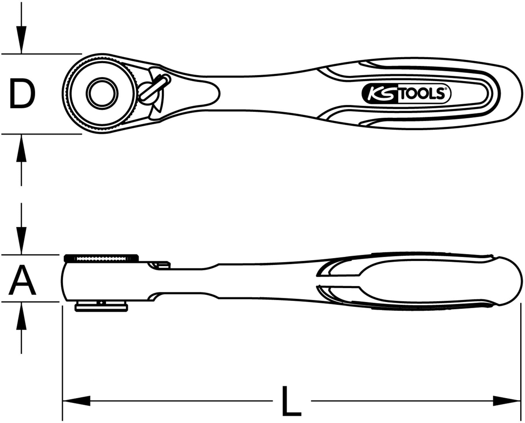 KS Tools 1/4" Bit-Umschalt-Knarre (918.1594)