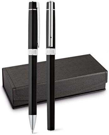 Set Penne Douro in Metallo con Astuccio Regalo Imbottito Nero Personalizzate o neutre