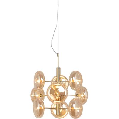 NÄVE Pendelleuchte "Orion", braun (messing, matt), 9, Ø 52cm H: 55cm, 1 Stk., Leuchten, messing-matt, 9 flachen Rundgläser in amber, exkl. G9, Höhe 55cm, Pendelleuchte