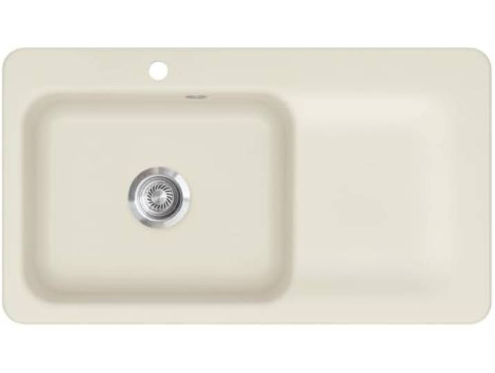 KeraDomo Spüle JUNA 90 in JASMIN - Becken links mit Handbetätigung/Systemceram/Keramikspüle