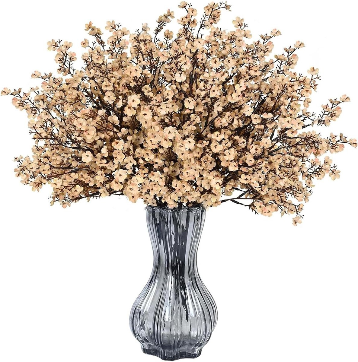 Set van 8 realistische zijden kunstbloemen voor decoratie - Champagne