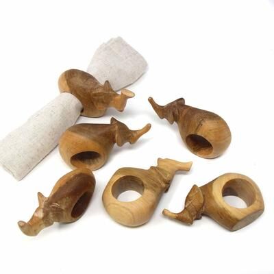 Global Crafts Handmade Safari Napkin Rings Set of 6 (Kenya)