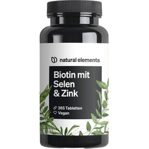 natural-elements Vitamin-B Biotin, Selen & Zink, 365 Tabletten, Vitamin B7, vegan, 1 Tablette täglich = 1000 µg