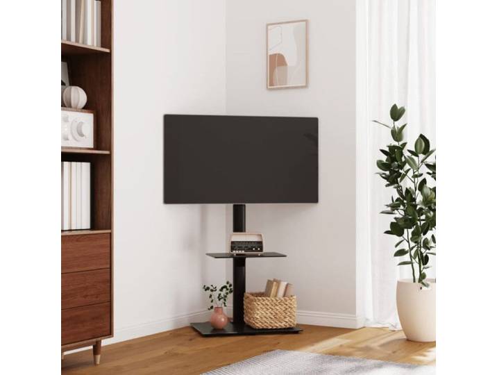 Meuble TV d angle 2 niveaux pour 32 65 pouces noir