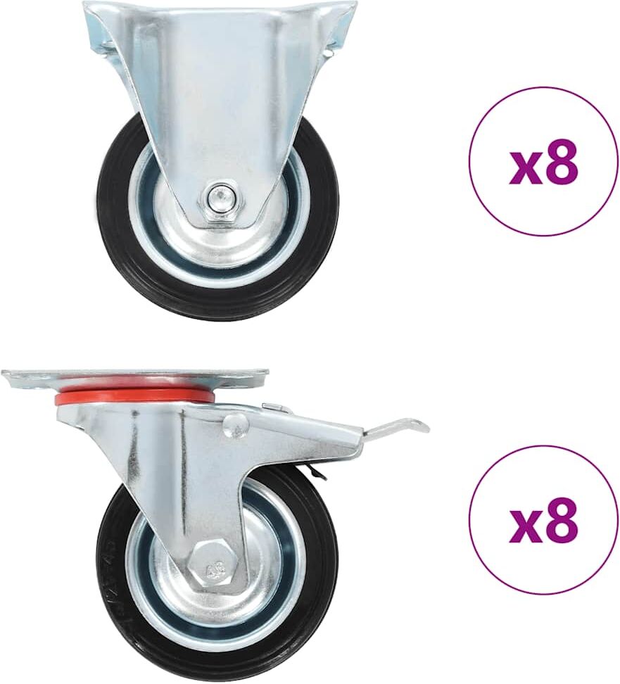 vidaXL 16 pcs Roulettes 75 mm