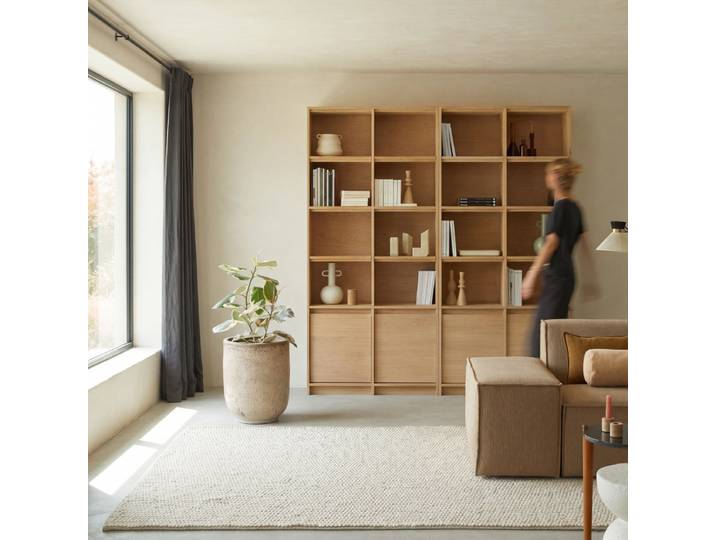 Doppelbücherregal aus Massivholz - Natur - Oak