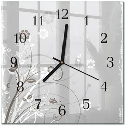 WANDUHR aus Glas 30x30 cm - Blumen