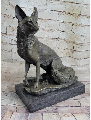 Bronzhaus Signed Original Hot Cast Imitative Fox Shy Animal Bronze Sculpture By Williams Figurine