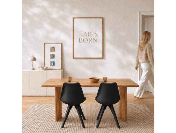 Haris Børn® Esszimmerstühle (2er Set) Schwarz mit schwarzen Holzbeinen - Schalenstuhl mit Kunstleder - Stühle Esszimmer, Esstisch Stühle & Küchenstühle - Esszimmerstuhl 30 Tage testen