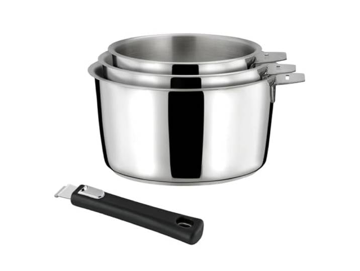 Cuisinox C62200WX13W23 Malice Kochtopf, 16/18/20 cm, Edelstahl, mit schwarzem Griff, 3 Stück