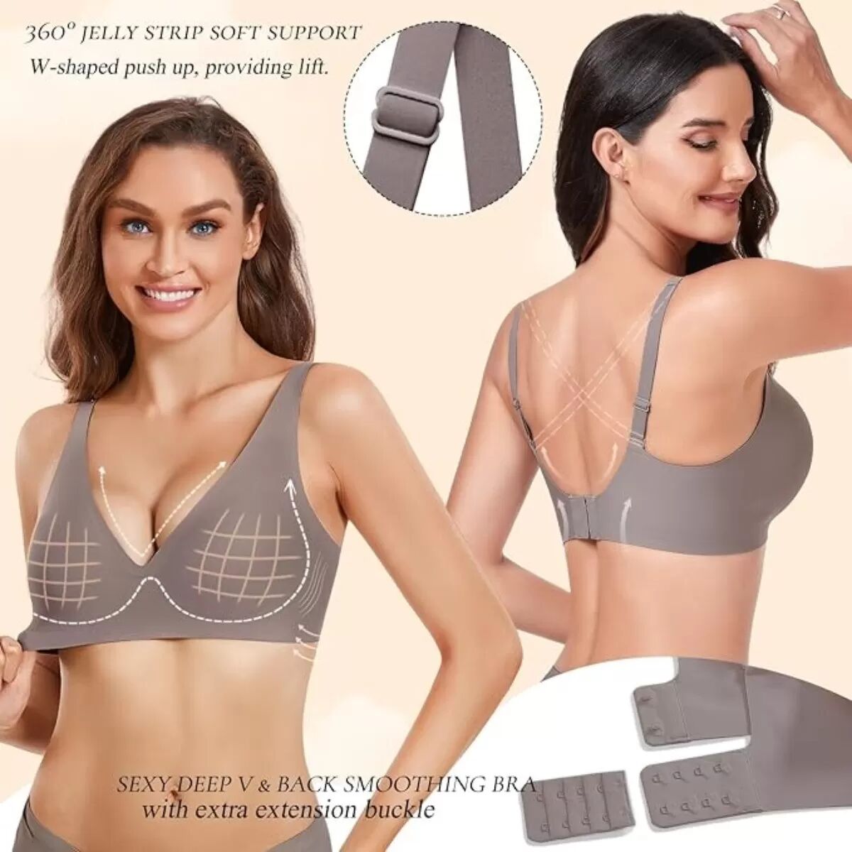 INF Nahtloser kabelloser Damen-BH Größe XL - Weicher Komfort & Halt für den Alltag Grau