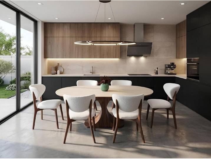 Xlmoebel Esszimmer-Set Esszimmer Set Esstisch 6х Stühle Modern Hell Trendig Elegant, (7-St., 7-tlg)