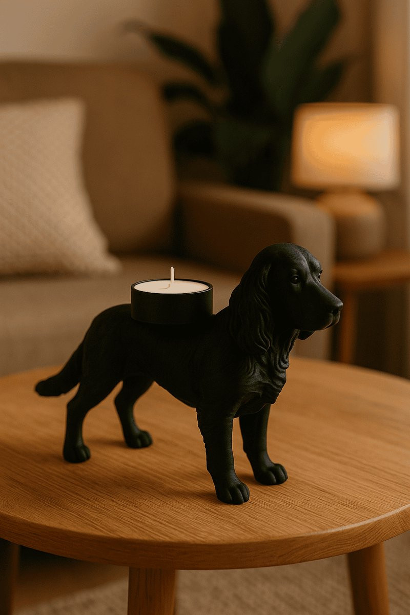 Handgemaakte decoratieve waxinelichthouder Engelse Cocker Spaniel - Zwart