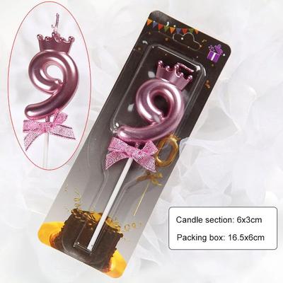 Uplift Treasures Rose Gold Crown Bow Number Birthday Candle 0 To 9 rose Gold 9