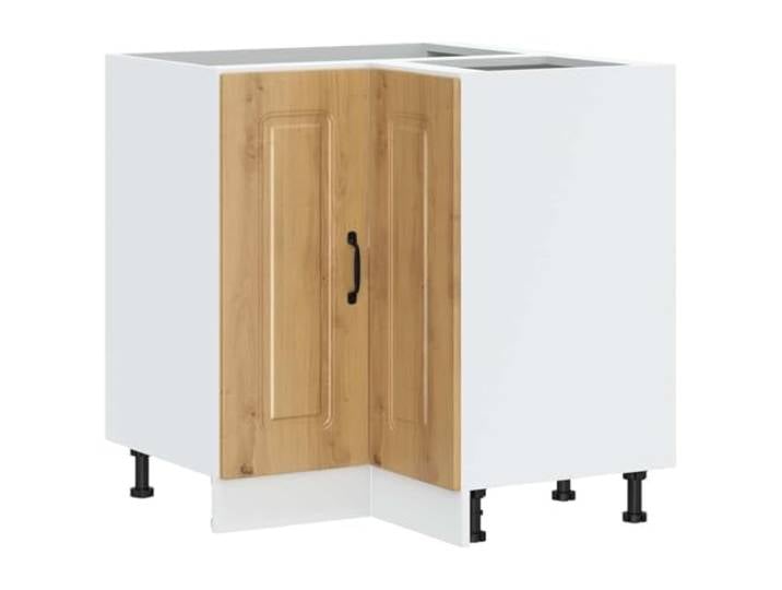 GHVBNMF Küchen-Eckunterschrank Kalmar Artisan-Eiche Holzwerkstoff Platzsparender Eckschrank für die Küche mit höhenverstellbaren Füßen und zwei geräumigen Fächern für Töpfe und Geschirr.