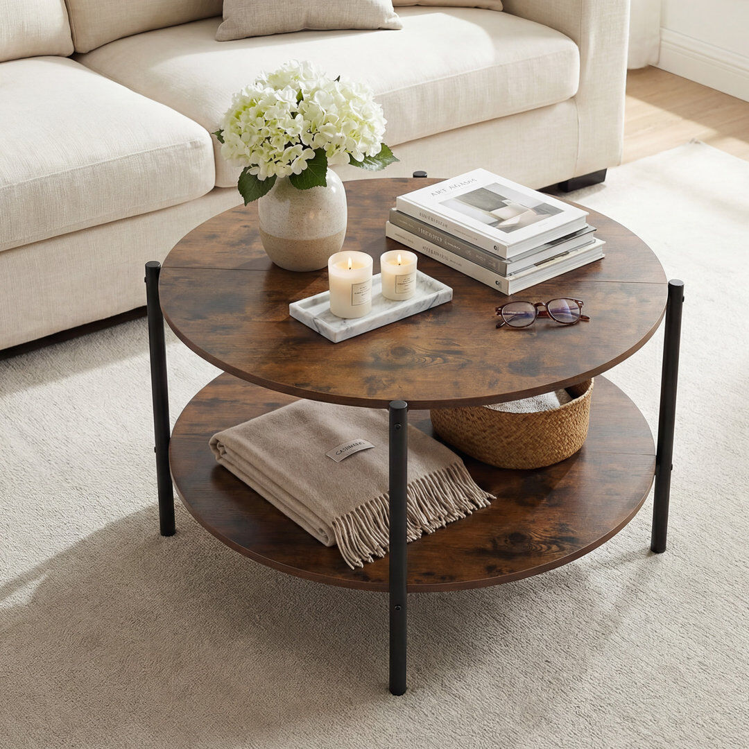 17 Stories Coffee Table with Storage Brown 47cm H X 85cm W X 85cm D