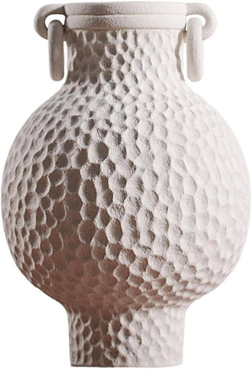 Keramische Vaas Bloemen Kruik Gebroken Wit Hoogte: 22 cm