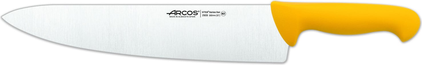 Arcos Kochmes Prof 290900 met 30 cm Nitrum roestvrijstalen lemmet en gele ergonomische handgreep