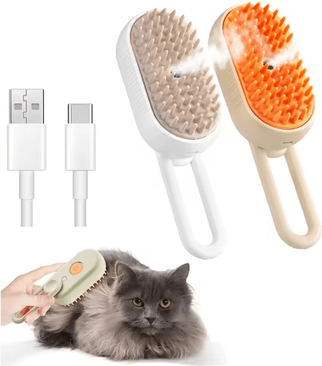 Inspire Essentials PawSteam 3 In 1 Pet Grooming Brush With Steam Care 2pc Mixed