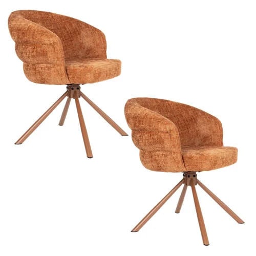 Housecraft Living Marjolein draaibare eetkamerstoelen met armleuningen - rood (set van 2)