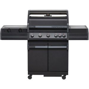 Grillfürst Gasgrill Independence P530G, schwarz, 5 Brenner, Edelstahl, mit Thermometer und Ablagen, 13 KW