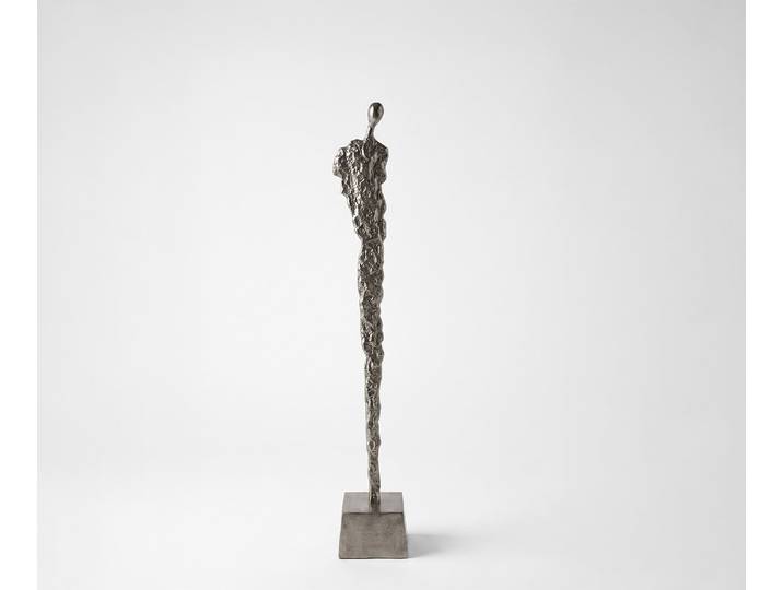 Figur Aureon B14 x T14 x H91 cm Aluminium Platin Handgemacht, Wohnaccessoires