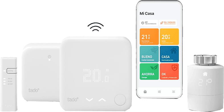 Termostato - Tado Pack kit termostato inalámbrico+ 1 Cabezal Termostático Inteligente, Blanco