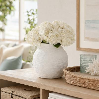 Sagebrook Home Decorative Vase - White Ceramic Woven Textured Coastal, 7 in