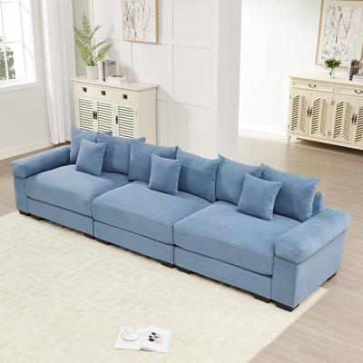 Oversized Corduroy Cloud Modular Sofa with Throw Pillows
