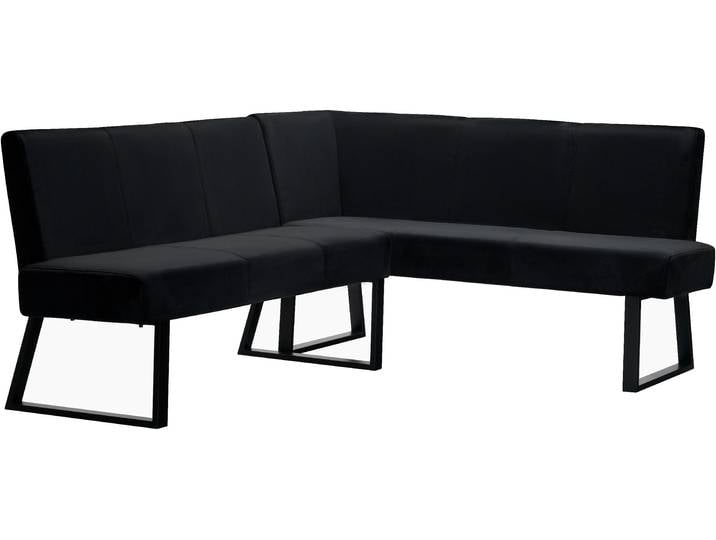 Eckbank OTTO HOME Gladiole , schwarz, B:202cm H:84cm T:61,5cm, Polyester, Sitzbänke, Eckbank, mit Taschenfederkern, schwarzes Metallgestell, Breite 190 cm