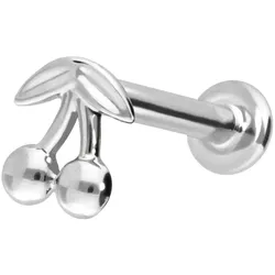 14 Karat Gold Labret mit Push Fit KIRSCHEN